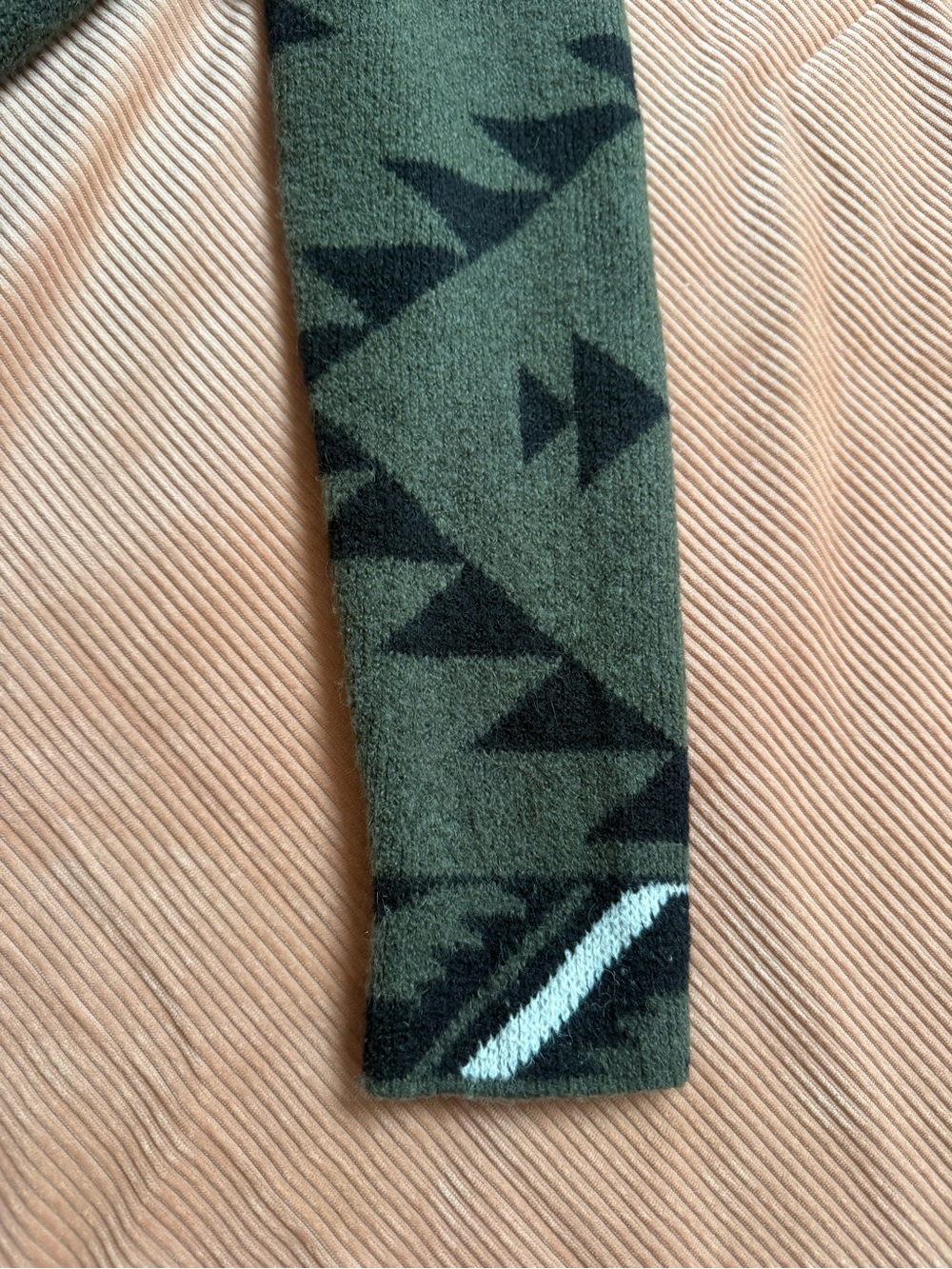 Frye Olive Green & Black Geometric Knit Cardigan - Picture 4 of 5